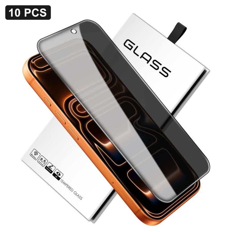 10片裝 360度隱私絲印大曲面高鋁鋼化玻璃膜，適用於 iPhone 17e / 16e，適用於 iPhone 17 Pro Max，適用於 iPhone 17 Pro，適用於 iPhone 17，適用於 iPhone Air，適用於 iPhone 16 Pro Max，適用於 iPhone 16 Pro，適用於 iPhone 16 Plus