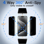 10片裝 360度隱私絲印大曲面高鋁鋼化玻璃膜，適用於 iPhone 17e / 16e，適用於 iPhone 17 Pro Max，適用於 iPhone 17 Pro，適用於 iPhone 17，適用於 iPhone Air，適用於 iPhone 16 Pro Max，適用於 iPhone 16 Pro，適用於 iPhone 16 Plus