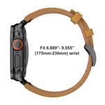 瘋馬素皮不鏽鋼銀色扣錶帶，適用於 Apple Watch 46mm / 49mm / 45mm / 44mm