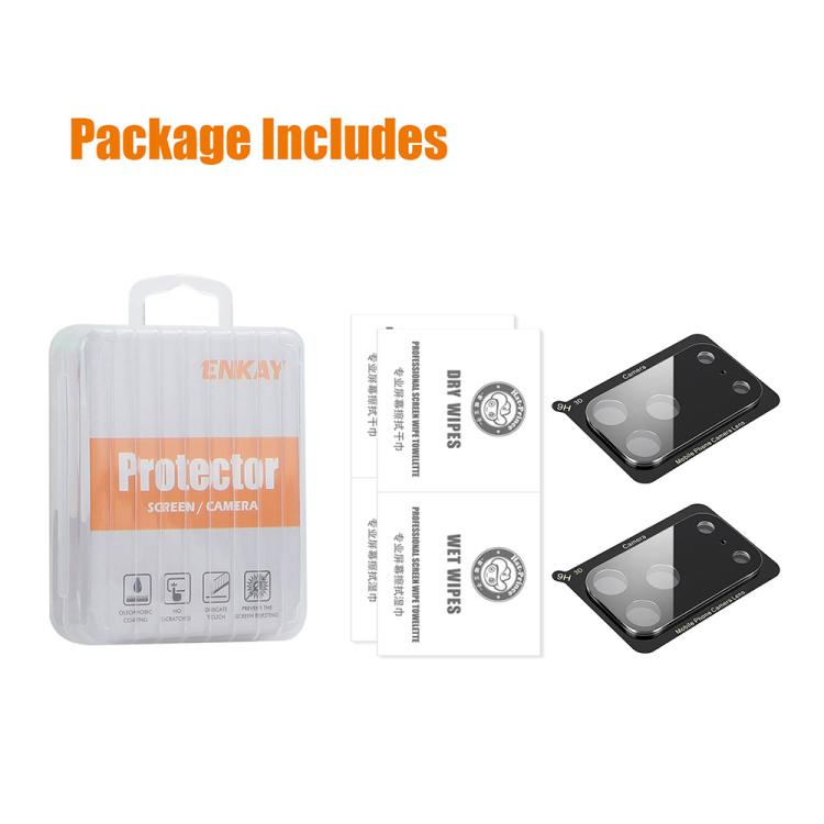 2片 ENKAY Hat-Prince 黑色 9H 後置鏡頭鋼化玻璃膜，適用於 iPhone 17 Pro Max、iPhone 17 Pro、iPhone 17、iPhone Air