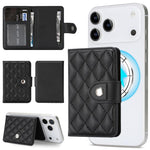 Diamond-Patterned Magnetic Vegan Leather Card Bag