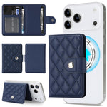 Diamond-Patterned Magnetic Vegan Leather Card Bag