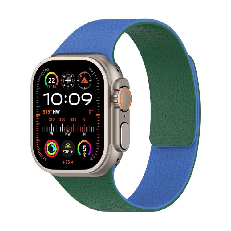 拼色荔枝紋磁吸矽膠錶帶，適用於 Apple Watch 46mm / 49mm / 45mm / 44mm，適用於 Apple Watch 42mm / 41mm / 40mm / 38mm