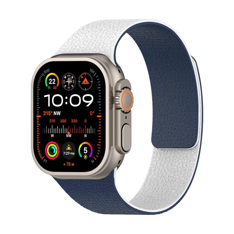 拼色荔枝紋磁吸矽膠錶帶，適用於 Apple Watch 46mm / 49mm / 45mm / 44mm，適用於 Apple Watch 42mm / 41mm / 40mm / 38mm