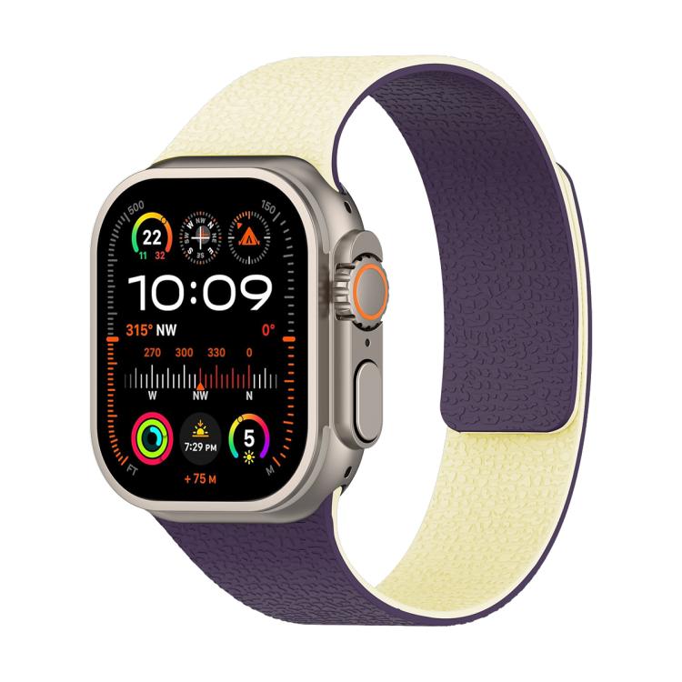拼色荔枝紋磁吸矽膠錶帶，適用於 Apple Watch 46mm / 49mm / 45mm / 44mm，適用於 Apple Watch 42mm / 41mm / 40mm / 38mm