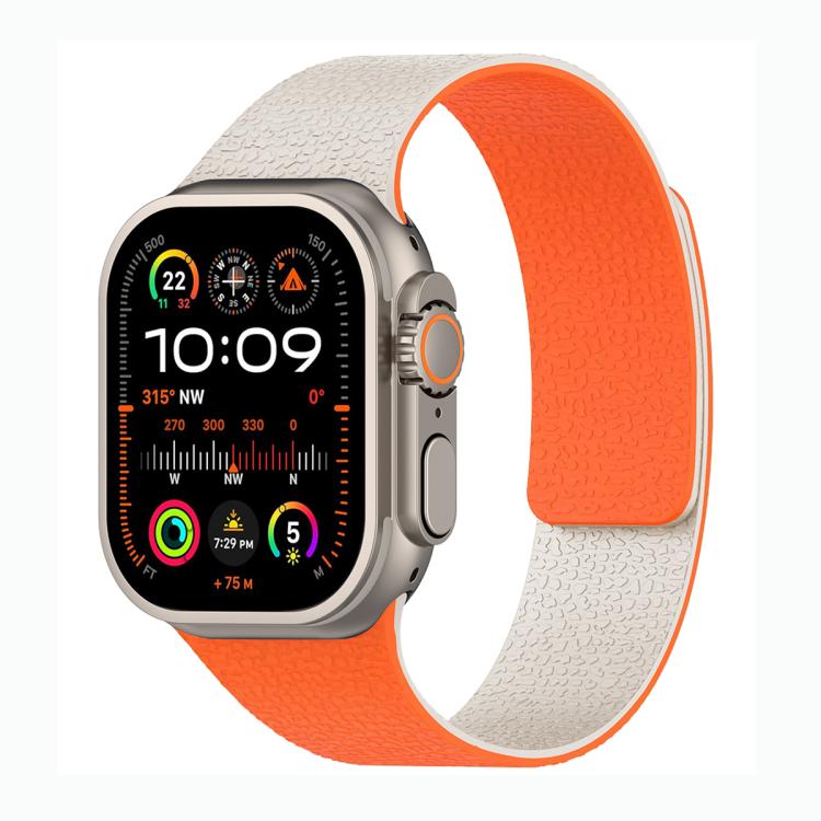 拼色荔枝紋磁吸矽膠錶帶，適用於 Apple Watch 46mm / 49mm / 45mm / 44mm，適用於 Apple Watch 42mm / 41mm / 40mm / 38mm