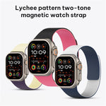 拼色荔枝紋磁吸矽膠錶帶，適用於 Apple Watch 46mm / 49mm / 45mm / 44mm，適用於 Apple Watch 42mm / 41mm / 40mm / 38mm