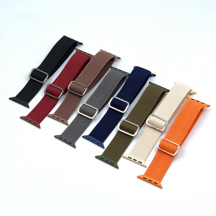 斜紋 D 形環扣尼龍彈性錶帶，適用於 Apple Watch 46mm / 49mm / 45mm / 44mm，適用於 Apple Watch 42mm / 41mm / 40mm / 38mm