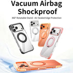 真空密封透明氣囊磁吸旋轉支架壓克力手機殼，適用於 iPhone 17 Pro Max、iPhone 17 Pro、iPhone 17