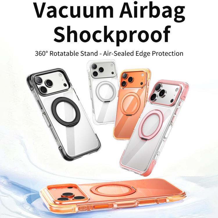 真空密封透明氣囊磁吸旋轉支架壓克力手機殼，適用於 iPhone 17 Pro Max、iPhone 17 Pro、iPhone 17