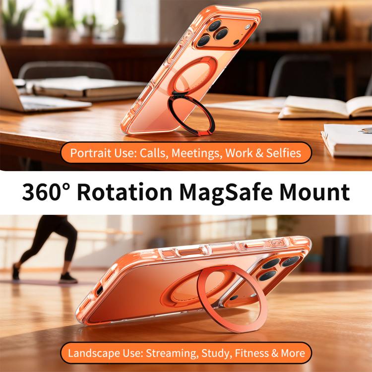 真空密封透明氣囊磁吸旋轉支架壓克力手機殼，適用於 iPhone 17 Pro Max、iPhone 17 Pro、iPhone 17