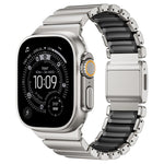 磁扣單珠矽膠不鏽鋼錶帶，適用於 Apple Watch 46mm / 49mm / 45mm / 44mm