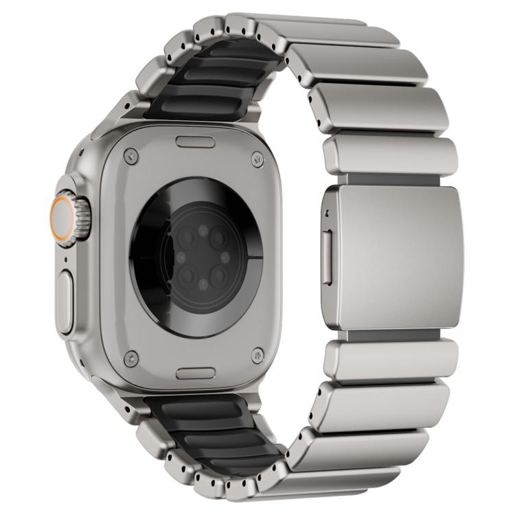 磁扣單珠矽膠不鏽鋼錶帶，適用於 Apple Watch 46mm / 49mm / 45mm / 44mm