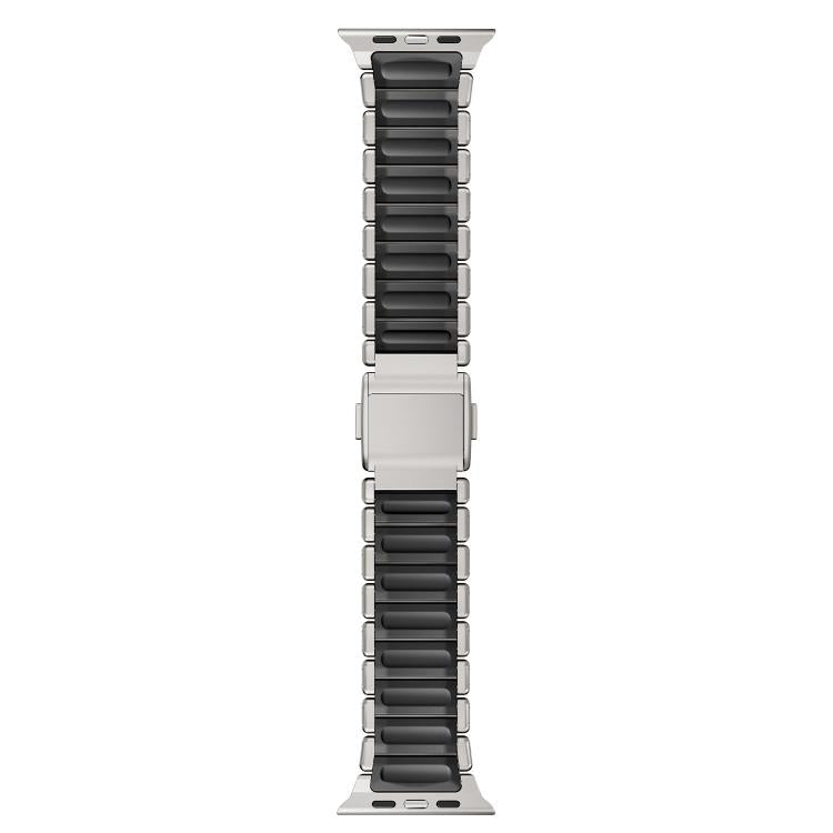 磁扣單珠矽膠不鏽鋼錶帶，適用於 Apple Watch 46mm / 49mm / 45mm / 44mm