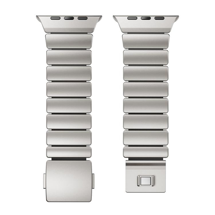 磁扣單珠矽膠不鏽鋼錶帶，適用於 Apple Watch 46mm / 49mm / 45mm / 44mm