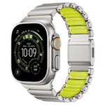 磁扣單珠矽膠不鏽鋼錶帶，適用於 Apple Watch 46mm / 49mm / 45mm / 44mm