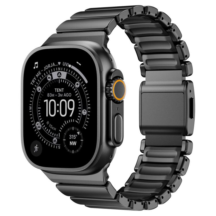 磁扣單珠矽膠不鏽鋼錶帶，適用於 Apple Watch 46mm / 49mm / 45mm / 44mm