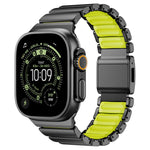 磁扣單珠矽膠不鏽鋼錶帶，適用於 Apple Watch 46mm / 49mm / 45mm / 44mm