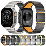 磁扣單珠矽膠不鏽鋼錶帶，適用於 Apple Watch 46mm / 49mm / 45mm / 44mm
