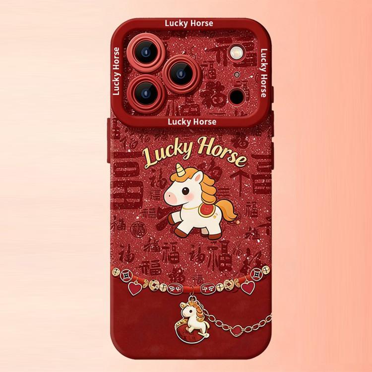 Year Of The Horse Skin Feel Liquid Silicone Full Coverage Phone Case, For iPhone 17 Pro Max, For iPhone 17 Pro, For iPhone 17, For iPhone Air, For iPhone 16 Pro Max, For iPhone 16 Pro, For iPhone 16, For iPhone 15 Pro Max, For iPhone 15 Pro, For iPhone 15