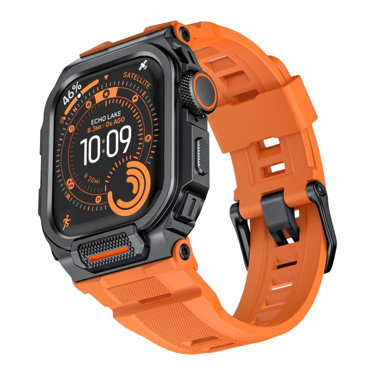 鮮豔鋅合金外殼一體成型矽膠錶帶，適用於 Apple Watch Series 11 / 10 46mm