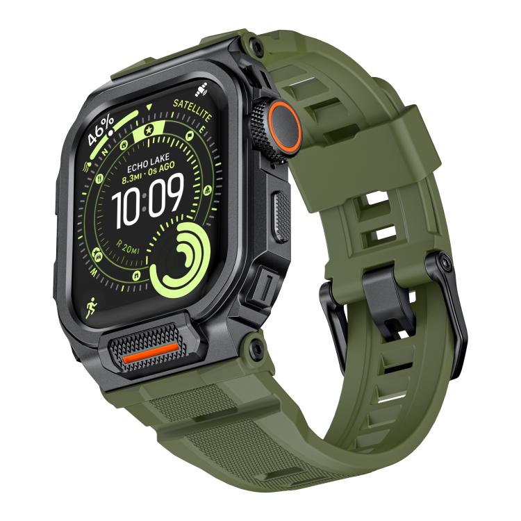 鮮豔鋅合金外殼一體成型矽膠錶帶，適用於 Apple Watch Series 11 / 10 46mm