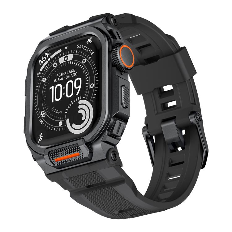鮮豔鋅合金外殼一體成型矽膠錶帶，適用於 Apple Watch Series 11 / 10 46mm