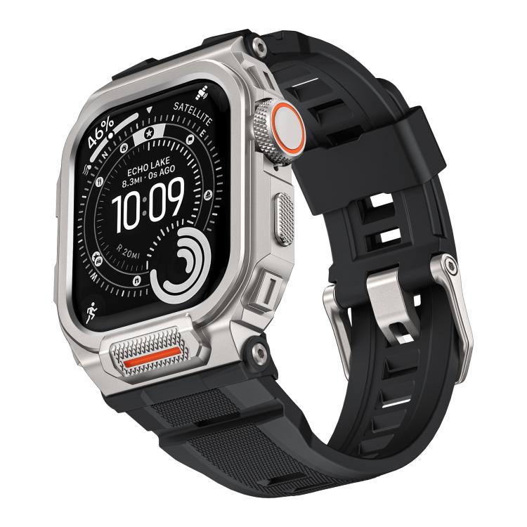 鮮豔鋅合金外殼一體成型矽膠錶帶，適用於 Apple Watch Series 11 / 10 46mm