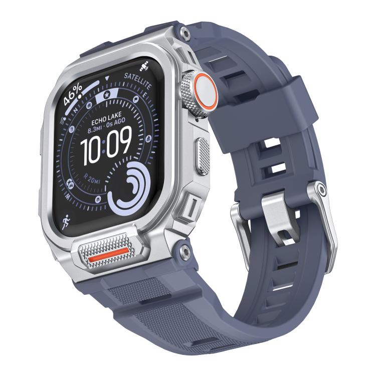 鮮豔鋅合金外殼一體成型矽膠錶帶，適用於 Apple Watch Series 11 / 10 46mm