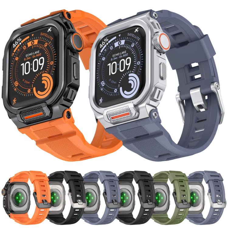 鮮豔鋅合金外殼一體成型矽膠錶帶，適用於 Apple Watch Series 11 / 10 46mm