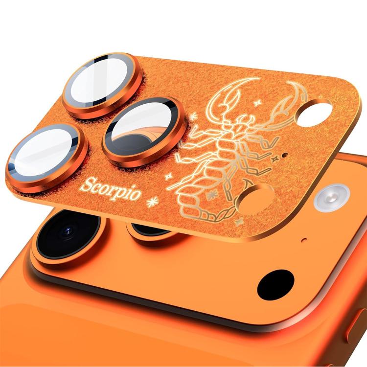 iPhone 17 Pro 十二星座裝甲一體成型全覆蓋磨砂金屬鏡頭保護膜，天蠍座、天秤座、水瓶座、雙子座、雙魚座、獅子座、射手座、摩羯座、巨蟹座、金牛座、處女座、白羊座