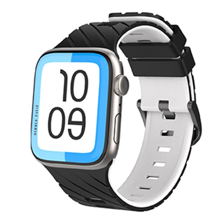 斜紋雙色矽膠錶帶，適用於 Apple Watch 46mm / 49mm / 45mm / 44mm