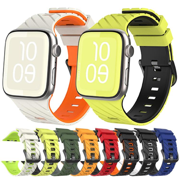 斜紋雙色矽膠錶帶，適用於 Apple Watch 46mm / 49mm / 45mm / 44mm