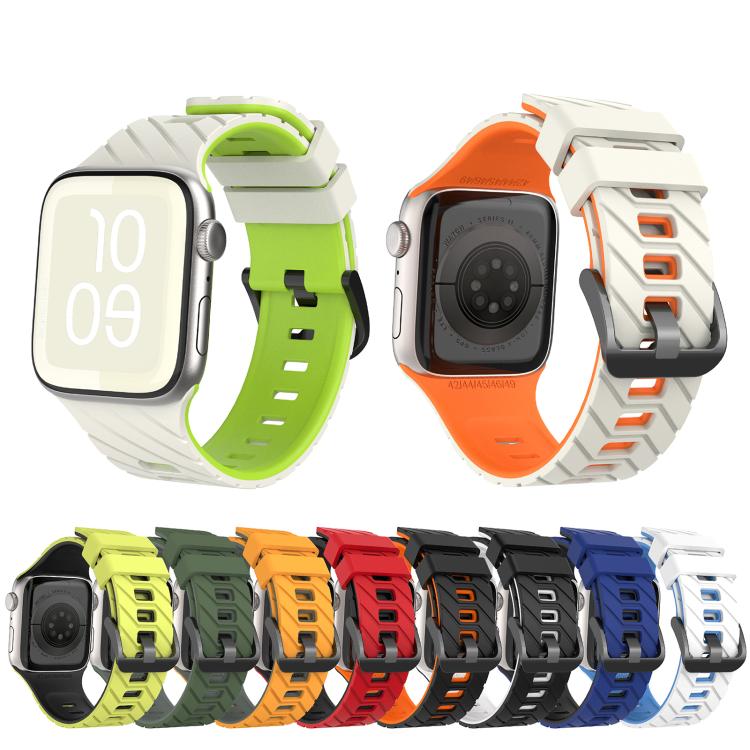 斜紋雙色矽膠錶帶，適用於 Apple Watch 46mm / 49mm / 45mm / 44mm