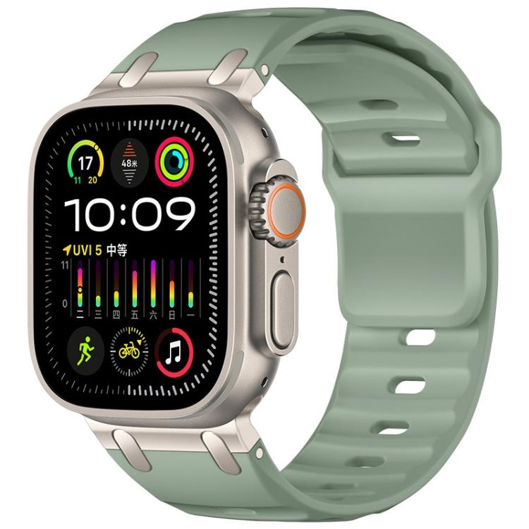 Customised Step-Style Solid Colour Silicone Watch Band, For Apple Watch 49mm / 46mm / 45mm / 44mm