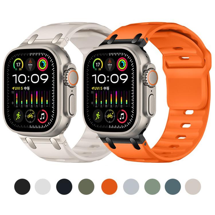Customised Step-Style Solid Colour Silicone Watch Band, For Apple Watch 49mm / 46mm / 45mm / 44mm