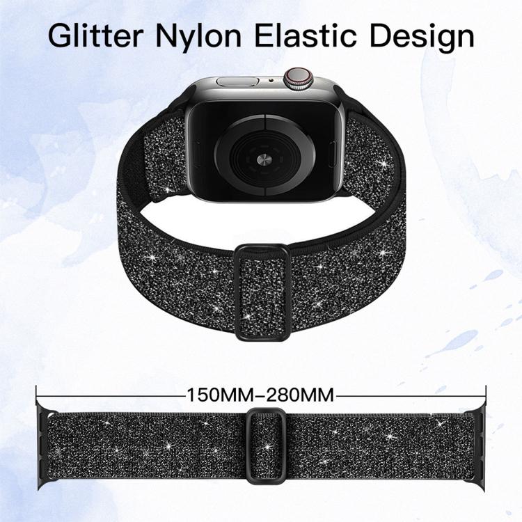 閃粉彈性尼龍錶帶，適用於 Apple Watch 49mm / 46mm / 45mm / 44mm，適用於 Apple Watch 42mm / 41mm / 40mm / 38mm