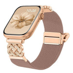 中國結磁扣斜紋彈性尼龍錶帶，適用於 Apple Watch 49mm / 46mm / 45mm / 44mm，適用於 Apple Watch 42mm / 41mm / 40mm / 38mm