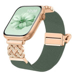 中國結磁扣斜紋彈性尼龍錶帶，適用於 Apple Watch 49mm / 46mm / 45mm / 44mm，適用於 Apple Watch 42mm / 41mm / 40mm / 38mm