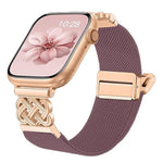 中國結磁扣斜紋彈性尼龍錶帶，適用於 Apple Watch 49mm / 46mm / 45mm / 44mm，適用於 Apple Watch 42mm / 41mm / 40mm / 38mm
