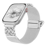 中國結磁扣斜紋彈性尼龍錶帶，適用於 Apple Watch 49mm / 46mm / 45mm / 44mm，適用於 Apple Watch 42mm / 41mm / 40mm / 38mm