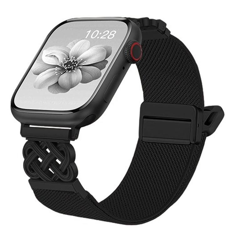 中國結磁扣斜紋彈性尼龍錶帶，適用於 Apple Watch 49mm / 46mm / 45mm / 44mm，適用於 Apple Watch 42mm / 41mm / 40mm / 38mm