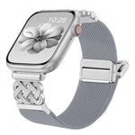 中國結磁扣斜紋彈性尼龍錶帶，適用於 Apple Watch 49mm / 46mm / 45mm / 44mm，適用於 Apple Watch 42mm / 41mm / 40mm / 38mm