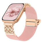 中國結磁扣斜紋彈性尼龍錶帶，適用於 Apple Watch 49mm / 46mm / 45mm / 44mm，適用於 Apple Watch 42mm / 41mm / 40mm / 38mm