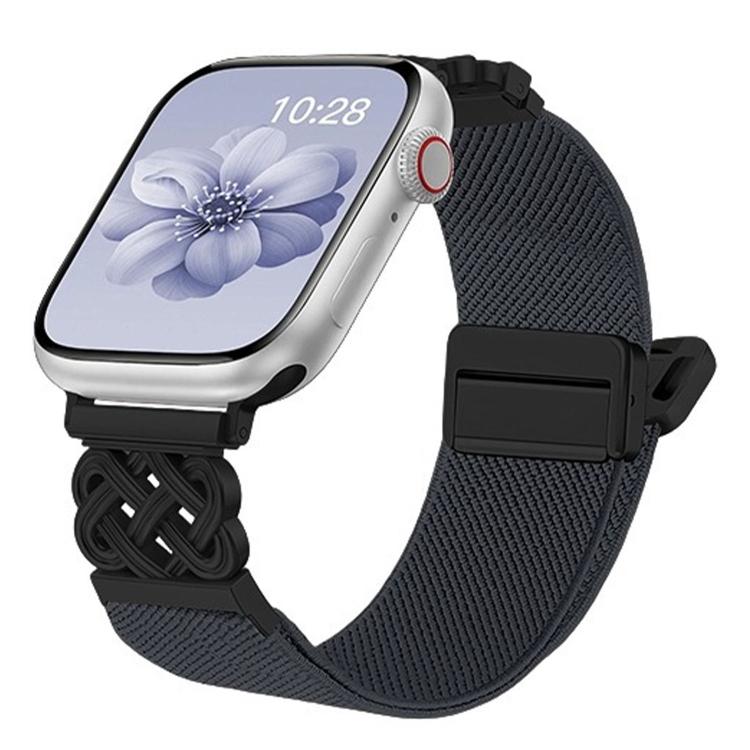 中國結磁扣斜紋彈性尼龍錶帶，適用於 Apple Watch 49mm / 46mm / 45mm / 44mm，適用於 Apple Watch 42mm / 41mm / 40mm / 38mm