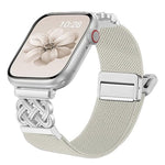 中國結磁扣斜紋彈性尼龍錶帶，適用於 Apple Watch 49mm / 46mm / 45mm / 44mm，適用於 Apple Watch 42mm / 41mm / 40mm / 38mm