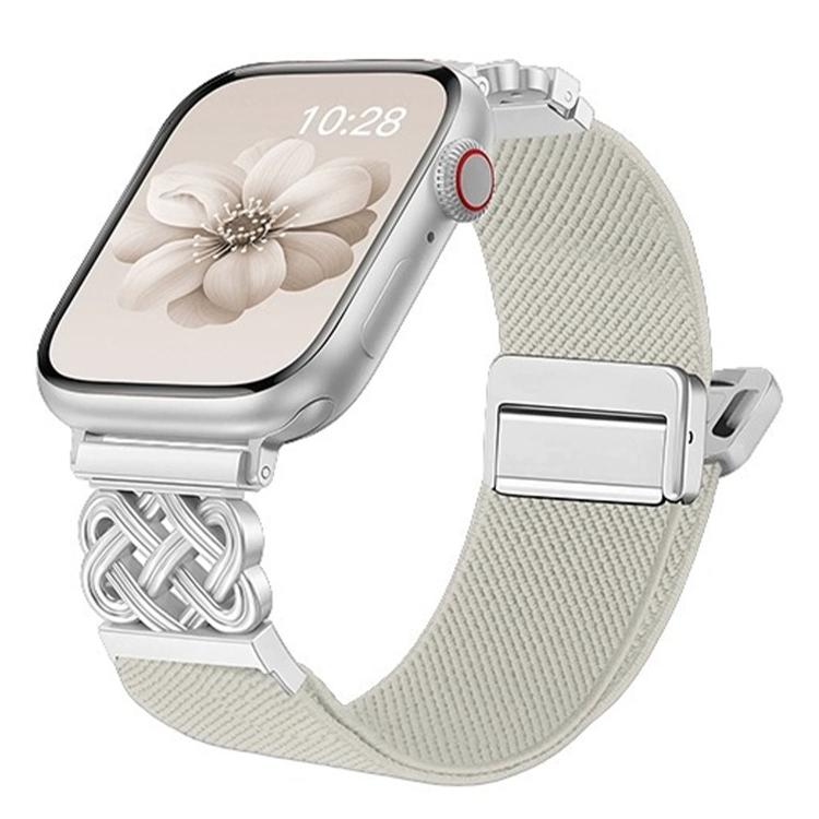 中國結磁扣斜紋彈性尼龍錶帶，適用於 Apple Watch 49mm / 46mm / 45mm / 44mm，適用於 Apple Watch 42mm / 41mm / 40mm / 38mm