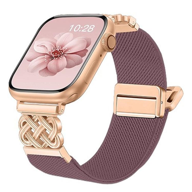 中國結磁扣斜紋彈性尼龍錶帶，適用於 Apple Watch 49mm / 46mm / 45mm / 44mm，適用於 Apple Watch 42mm / 41mm / 40mm / 38mm