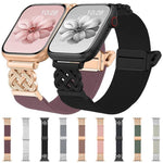 中國結磁扣斜紋彈性尼龍錶帶，適用於 Apple Watch 49mm / 46mm / 45mm / 44mm，適用於 Apple Watch 42mm / 41mm / 40mm / 38mm