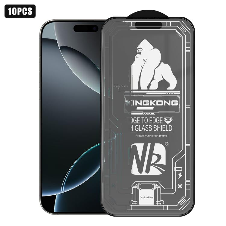 10片裝3D大弧邊電鍍防爆抗刮全屏磨砂高清鋼化玻璃膜，適用於 iPhone 17 Pro Max、iPhone 17 Pro、iPhone 17、iPhone Air、iPhone 16 Pro Max、iPhone 16 Pro、iPhone 16